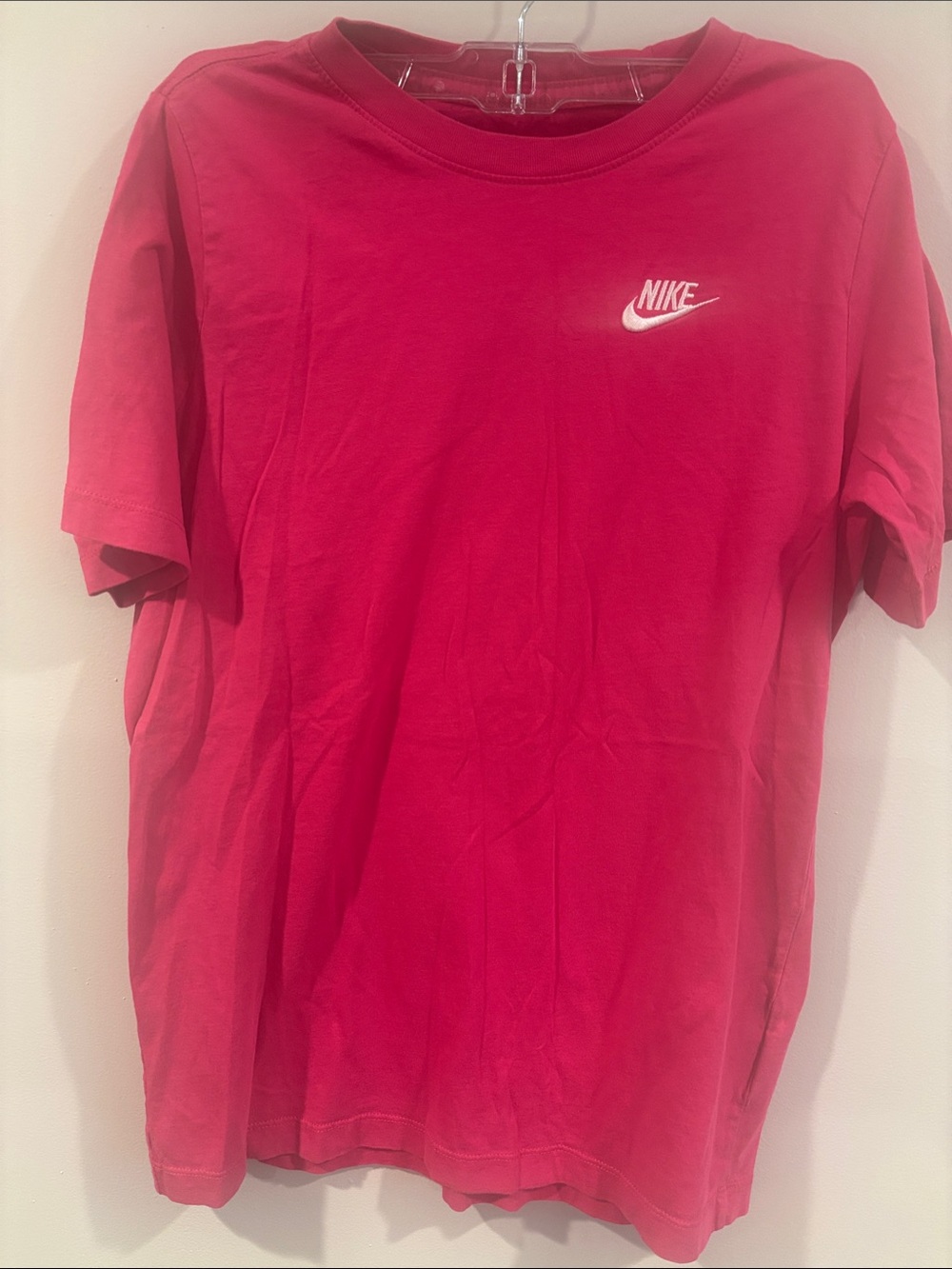 Nike Hot Pink Short Sleeve Tee with White Logo, Kids XL